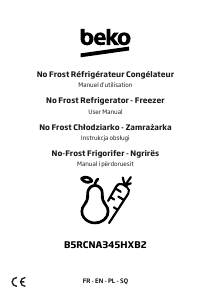 Bruksanvisning BEKO B5RCNA345HXB2 Kyl-frys