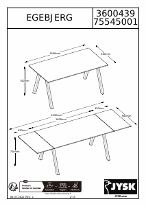 Manual JYSK Egebjerg Mesa de jantar