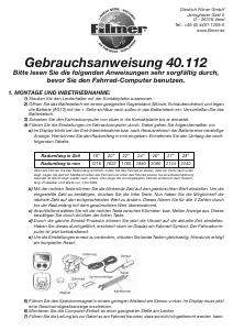 Bedienungsanleitung Filmer 40.112 Fahrradcomputer