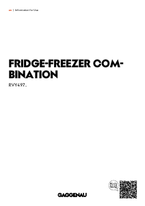 Bruksanvisning Gaggenau RVY497190 Kyl-frys