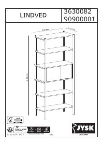 Посібник JYSK Lindved (183cm) Книжкова шафа