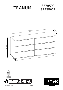 Rokasgrāmata JYSK Tranum (160x45) Kumode