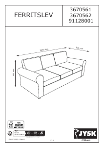 كتيب JYSK Ferritslev (223x84) أريكة