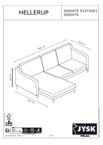 Manual JYSK Hellerup (258x92) Sofa