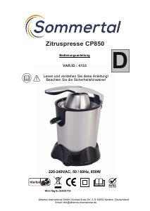 Bruksanvisning Sommertal CP850 Citruspress