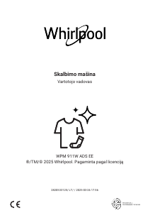 Vadovas Whirlpool WPM 911W ADS EE Skalbimo mašina