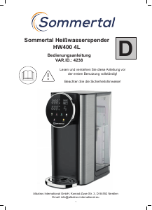 Manual de uso Sommertal HW400 Dispensador de agua