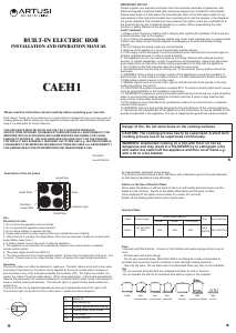 Handleiding Artusi CAEH1 Kookplaat