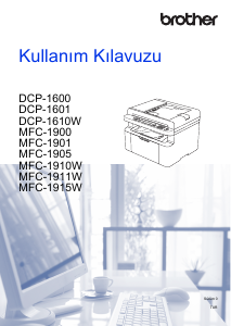 Kullanım kılavuzu Brother DCP-1600 Çok işlevli yazıcı