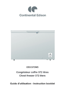 Mode d’emploi Continental Edison CECC372WD Congélateur