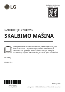 Vadovas LG F2X50S9THB Skalbimo mašina