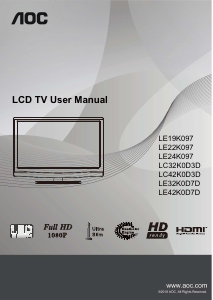 Manual AOC LC32K0D3D LCD Television