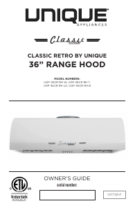 Manual Unique UGP-36CR RH T Cooker Hood