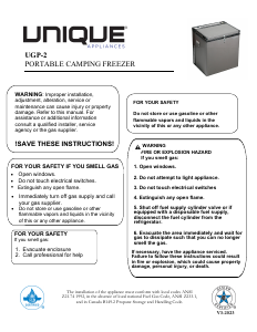 Manual Unique UGP-2 SM Freezer