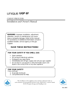 Manual Unique UGP-6F CM W Freezer