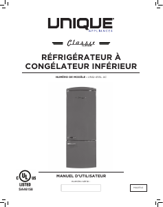 Mode d’emploi Unique UNQ-455L T AC Réfrigérateur combiné