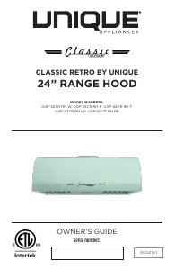 Manual Unique UGP-24CR RH B Cooker Hood