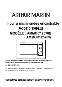 Mode d’emploi Arthur Martin AMMOC12570W Micro-onde