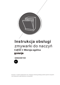 Instrukcja Gorenje GS523E15S Zmywarka