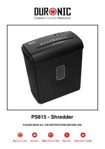 Bruksanvisning Duronic PS815 Dokumentförstörare
