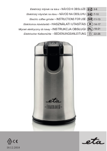 Manual Eta Fragranza 0066 90000 Coffee Grinder
