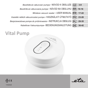 Manual Eta Vital Pump 0762 90010 Vacuum Sealer