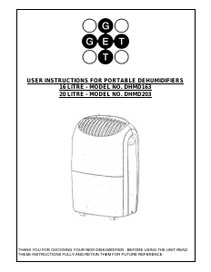 Manual Get DHMD203 Dehumidifier