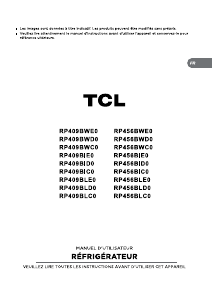 Mode d’emploi TCL RP409BLC0 Réfrigérateur combiné