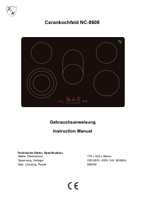 Bedienungsanleitung K&H NC-8608 Kochfeld