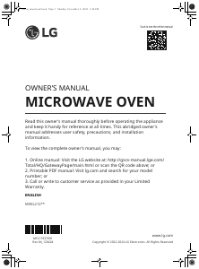 Bruksanvisning LG MVEL2125X Mikrovågsugn