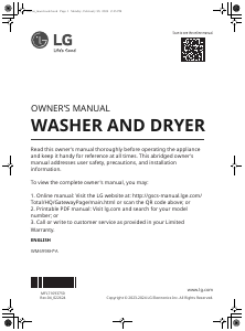Manual de uso LG WM6998HVA Lavasecadora