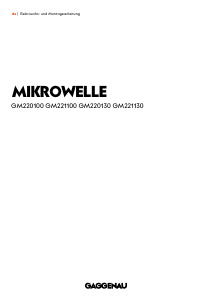Bedienungsanleitung Gaggenau GM220100 Mikrowelle