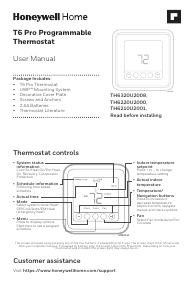 Mode d’emploi Honeywell TH6210U2001 T6 Pro Thermostat