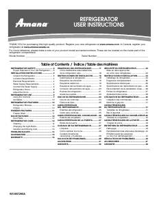 Mode d’emploi Amana ART106TFDW Réfrigérateur combiné