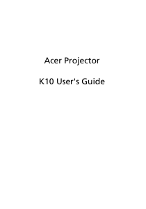 Manual Acer K10 Projector