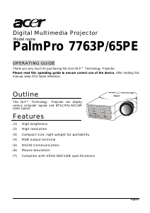 Manual Acer PalmPro 7763P Projector