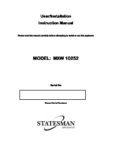 Bruksanvisning Statesman MXW10252 Tvättmaskin