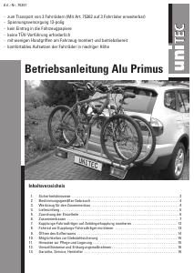 Bedienungsanleitung Unitec Alu Primus 75361 Fahrradträger