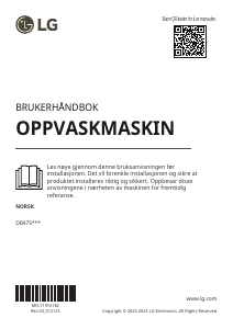 Bruksanvisning LG DB475TXS Oppvaskmaskin