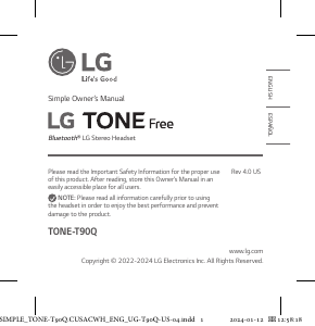 Manual de uso LG TONE-T90Q Auriculares