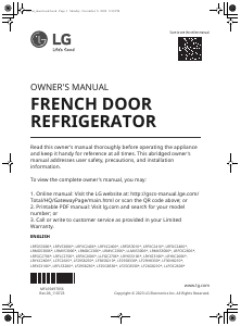 Mode d’emploi LG LF25G8330S Réfrigérateur combiné