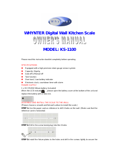 Manual Whynter KS-1100 Kitchen Scale