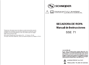 Manual de uso Schneider SSE 71 Secadora
