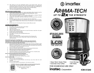 Bruksanvisning Imarflex ICM-512AS Kaffebryggare