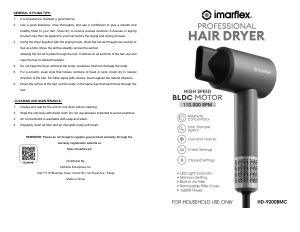 Bruksanvisning Imarflex HD-9200BMC Hårtork