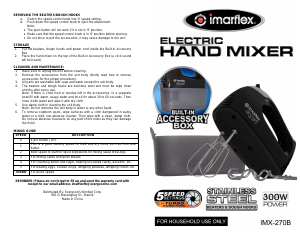 Manual Imarflex IMX-270B Hand Mixer