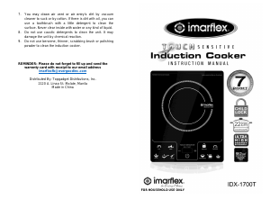Handleiding Imarflex IDX-1700T Kookplaat