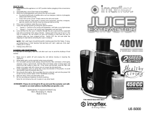 Bruksanvisning Imarflex IJE-5000 Juicepress