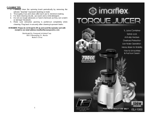 Manual Imarflex ISJ-1000 Juicer