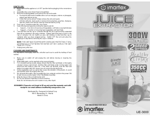 Manual Imarflex IJE-3000 Juicer